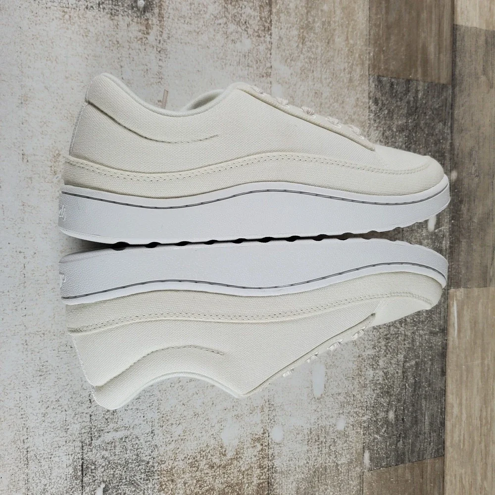 Allbirds Canvas Pacer Women Shoes Sz 8 W Natural White Blizzard Lace Up Sneakers